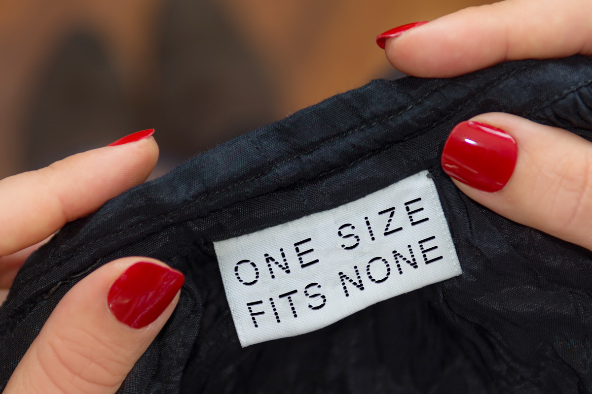 one size fits none label